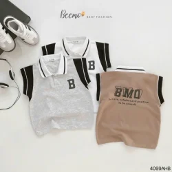 Áo Polo Beemo Sát Nách Phối Màu Cực Chất Cho Bé