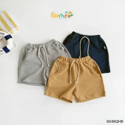 Quần shorts Da Cá Beemo Có Túi Phối Dây  Năng Động Cho Bé